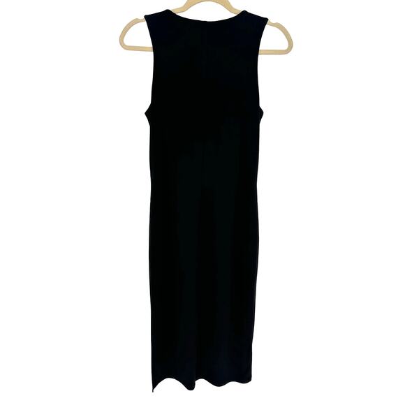 Banana Republic Black Midi Dress Timeless Elegance Split Sleeveless Summer XS - Picture 2 of 8